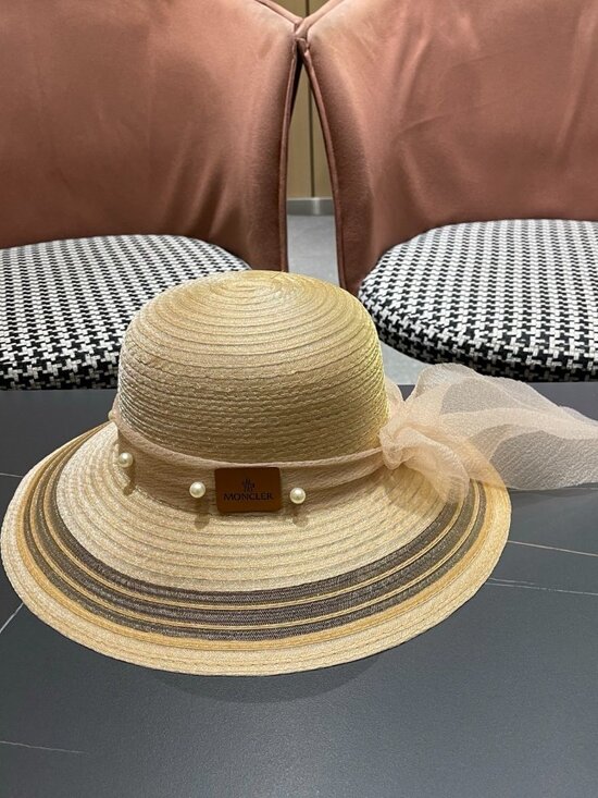 Cute Straw Sun Hat w/ Pearl Details & Bow Accent main image 8